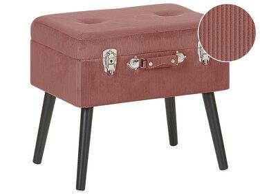 Tabouret avec coffre en velours c/xc3/xb4tel/xc3/xa9 rose