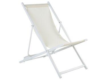 Transat pliable beige et blanc locri ii