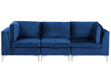 Canap/xc3/xa9 modulaire 3 places en velours bleu marine evja