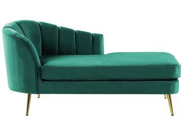 Chaise longue c/xc3/xb4t/xc3/xa9 gauche en velours vert Chaise longue c/xc3/xb4t/xc3/xa9 gauche en velours vert