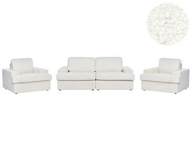 Ensemble de salon 5 places en tissu boucl/xc3/xa9 blanc alla Ensemble de salon 5 places en tissu boucl/xc3/xa9 blanc alla