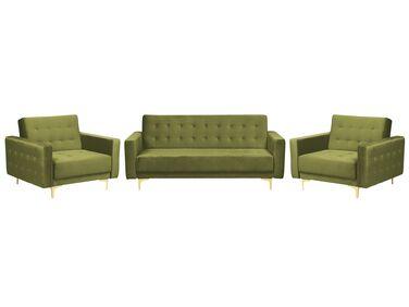 Ensemble de salon modulable en velours vert aberdeen Ensemble de salon modulable en velours vert aberdeen