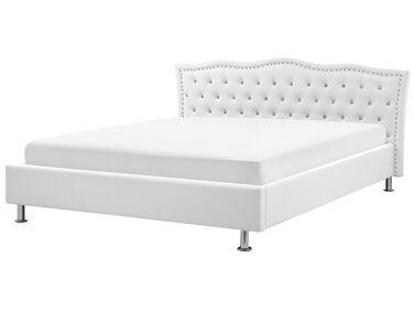Lit avec sommier cuir pu metz 180 x 200 cm blanc Lit avec sommier cuir pu metz 180 x 200 cm blanc