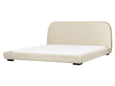 Lit avec sommier tissu roisel 180 x 200 cm cr/xc3/xa8me Lit avec sommier tissu roisel 180 x 200 cm cr/xc3/xa8me