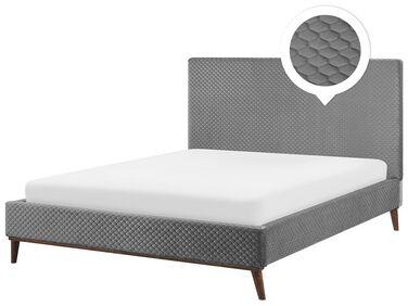 Lit avec sommier velours bayonne 180 x 200 cm gris clair