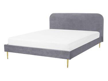 Lit avec sommier velours flayat 140 x 200 cm gris Lit avec sommier velours flayat 140 x 200 cm gris