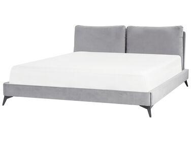 Lit avec sommier velours melle 180 x 200 cm gris Lit avec sommier velours melle 180 x 200 cm gris