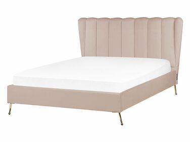 Lit avec sommier velours miribel 140 x 200 cm taupe Lit avec sommier velours miribel 140 x 200 cm taupe