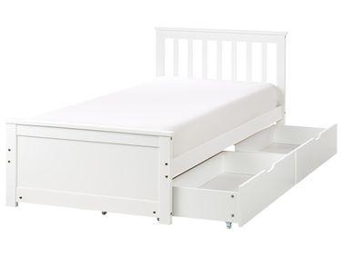 Lit avec tiroirs de rangement bois de pin olendon 90 x 200 Lit avec tiroirs de rangement bois de pin olendon 90 x 200