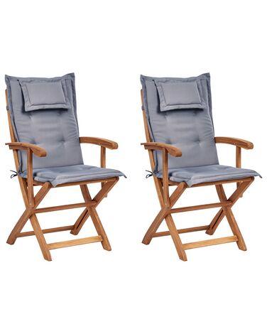 Lot de 2 chaises de jardin avec coussins maui ii acacia gris Lot de 2 chaises de jardin avec coussins maui ii acacia gris