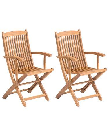 Lot de 2 chaises de jardin maui acacia marron clair Lot de 2 chaises de jardin maui acacia marron clair