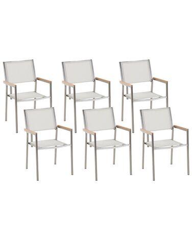 Lot de 6 chaises de jardin grosseto acier inox blanc Lot de 6 chaises de jardin grosseto acier inox blanc