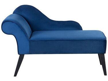 Mini chaise longue en velours bleu c/xc3/xb4t/xc3/xa9 gauche