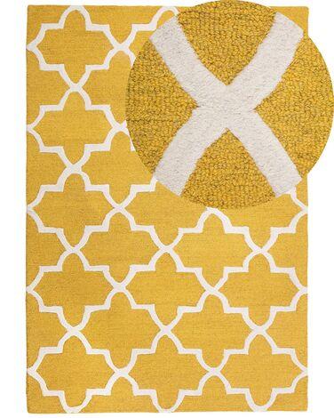 Tapis jaune en laine et coton 160 x 230 cm silvan Tapis jaune en laine et coton 160 x 230 cm silvan